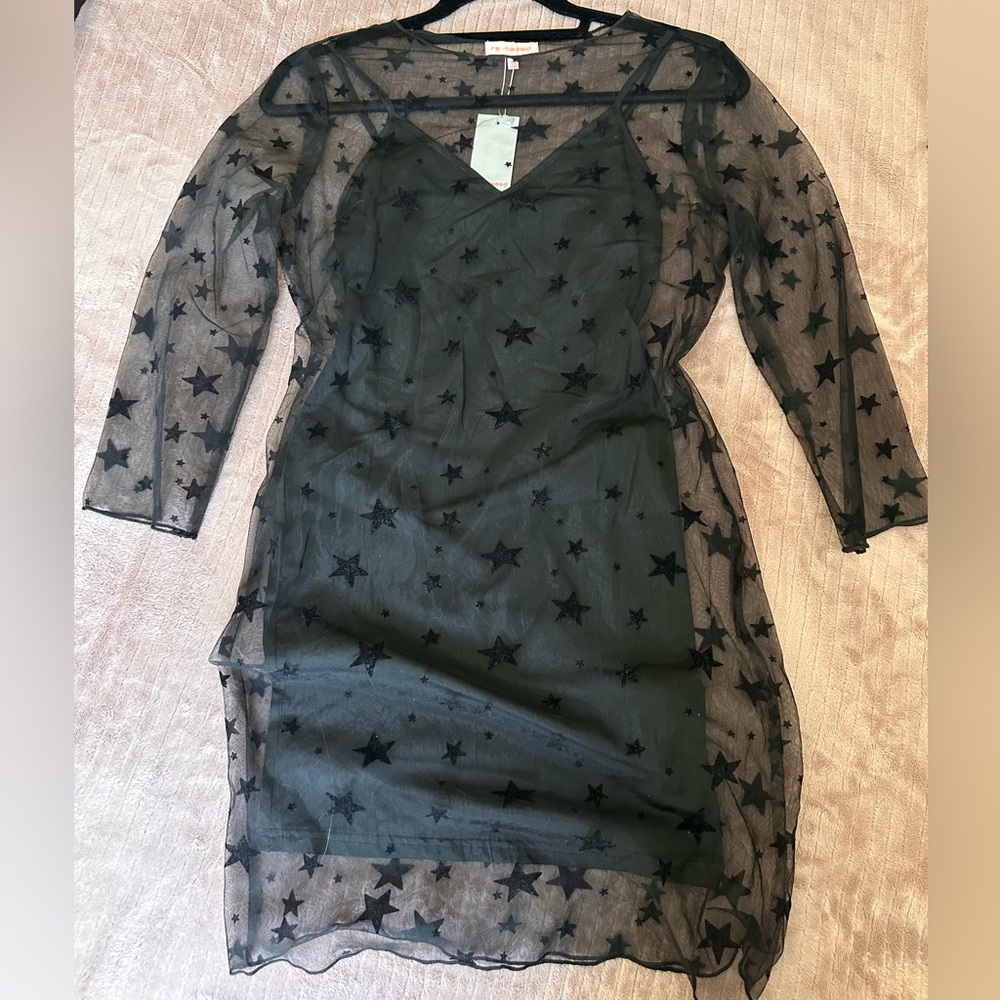 { NWT- Re:named Starry Mesh Dress }